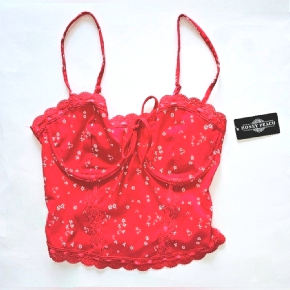 Floral And Lace Corset Top